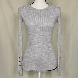 Theory Mirzi B Wool Blend Gray Sweater Size P